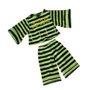 Pyjama groen-zwart gestreept voor poppen 45 cm - Living Puppets W657